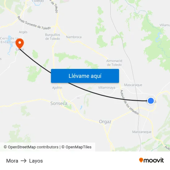 Mora to Layos map