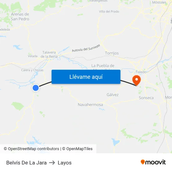 Belvís De La Jara to Layos map