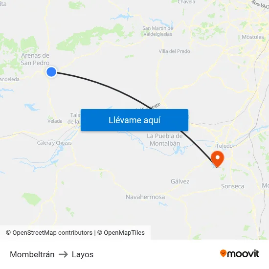Mombeltrán to Layos map