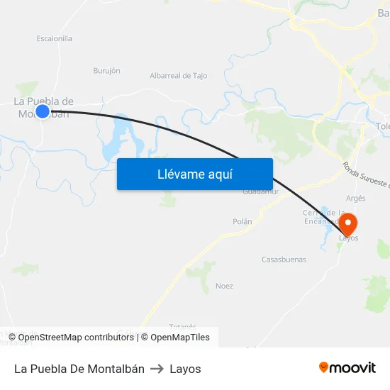La Puebla De Montalbán to Layos map