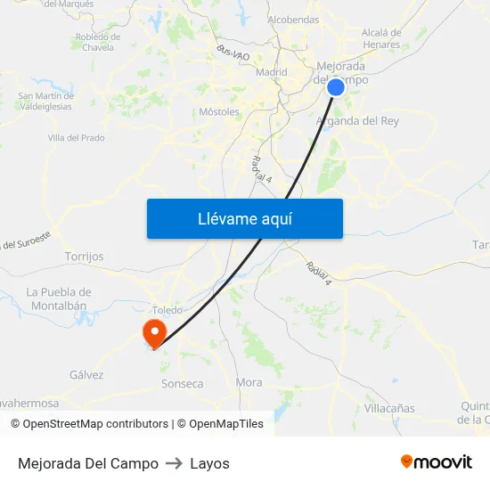 Mejorada Del Campo to Layos map