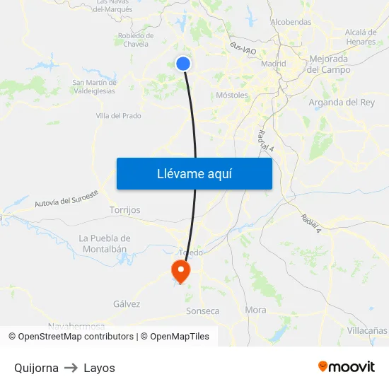 Quijorna to Layos map