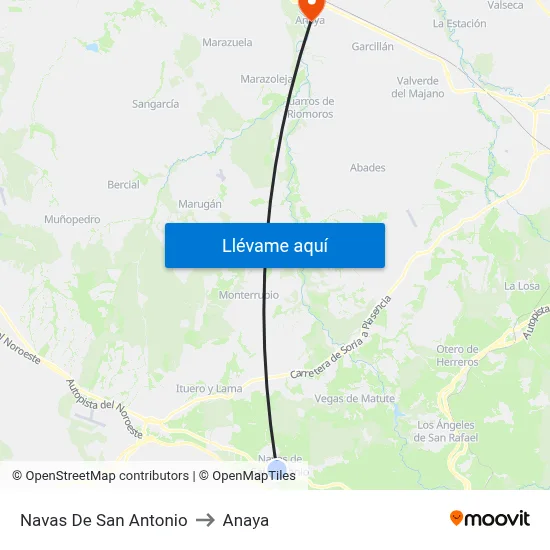 Navas De San Antonio to Anaya map