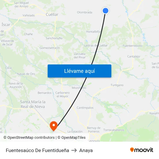 Fuentesaúco De Fuentidueña to Anaya map