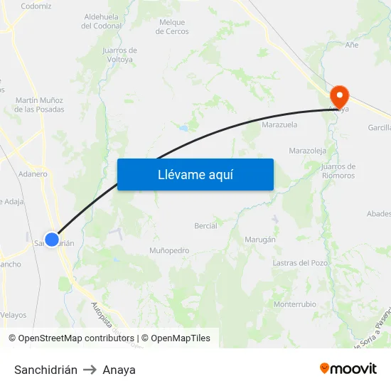 Sanchidrián to Anaya map