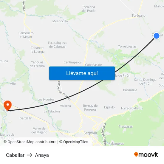 Caballar to Anaya map