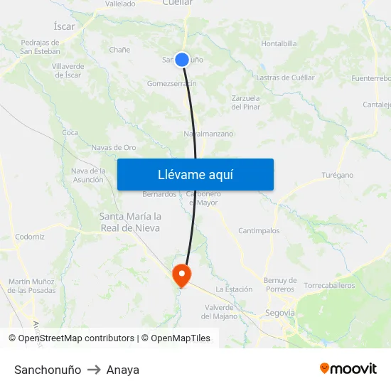 Sanchonuño to Anaya map