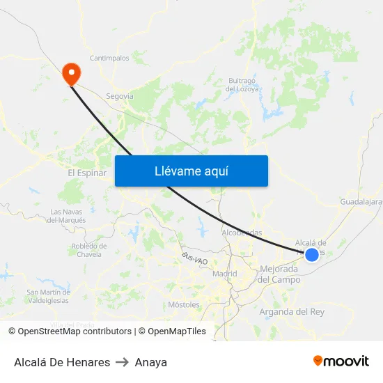 Alcalá De Henares to Anaya map