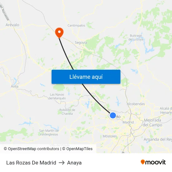 Las Rozas De Madrid to Anaya map
