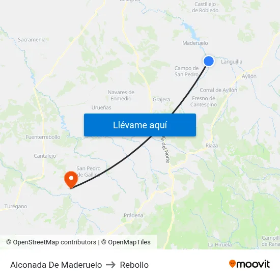 Alconada De Maderuelo to Rebollo map