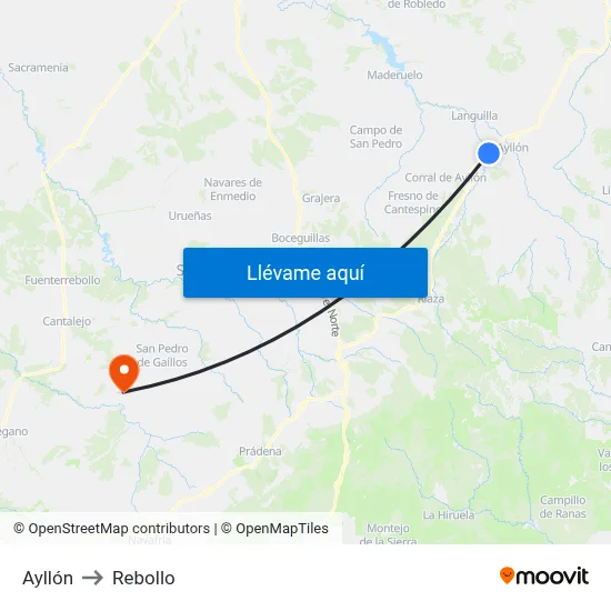 Ayllón to Rebollo map