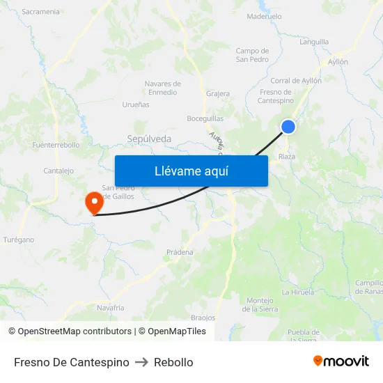 Fresno De Cantespino to Rebollo map