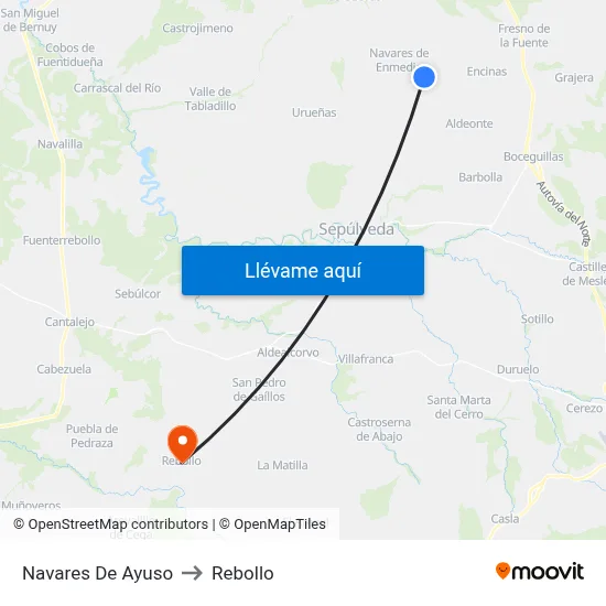 Navares De Ayuso to Rebollo map