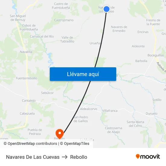 Navares De Las Cuevas to Rebollo map