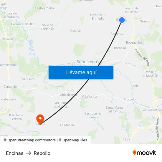 Encinas to Rebollo map
