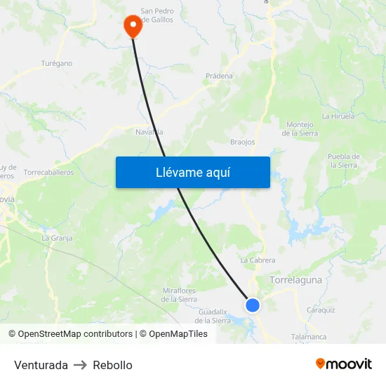 Venturada to Rebollo map