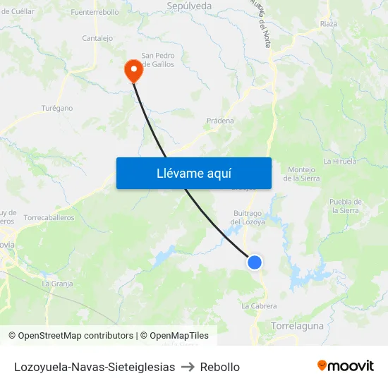 Lozoyuela-Navas-Sieteiglesias to Rebollo map