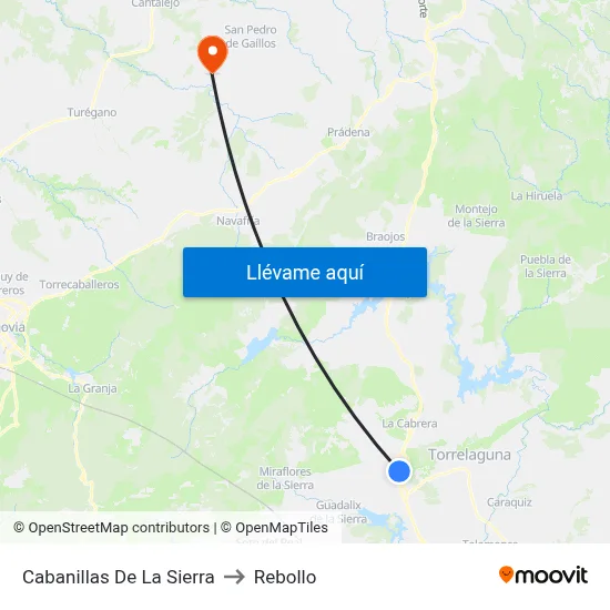 Cabanillas De La Sierra to Rebollo map