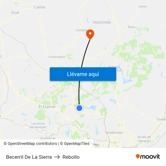 Becerril De La Sierra to Rebollo map