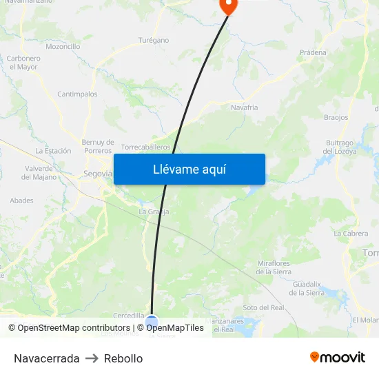 Navacerrada to Rebollo map