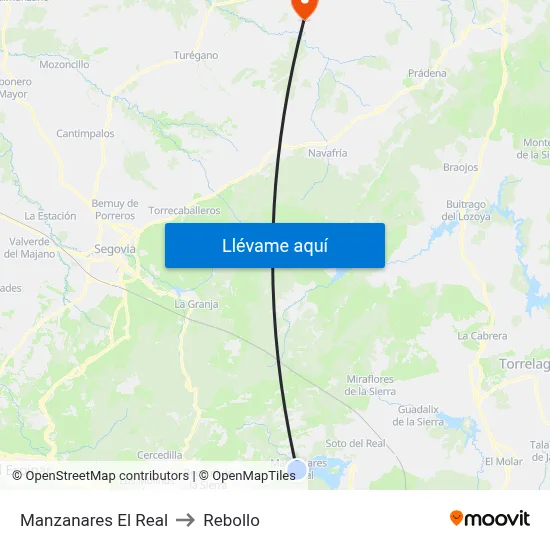 Manzanares El Real to Rebollo map