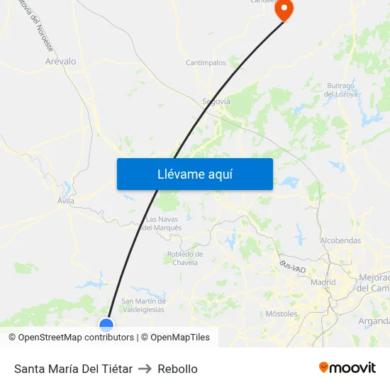Santa María Del Tiétar to Rebollo map
