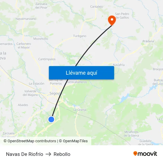 Navas De Riofrío to Rebollo map