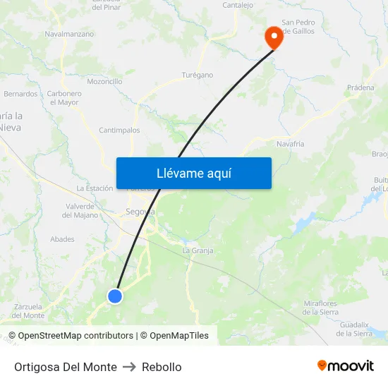 Ortigosa Del Monte to Rebollo map