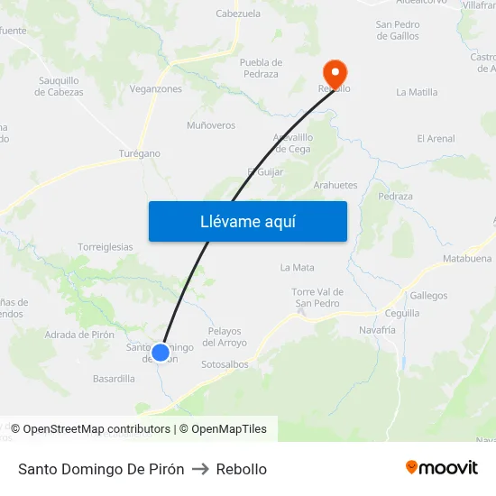 Santo Domingo De Pirón to Rebollo map