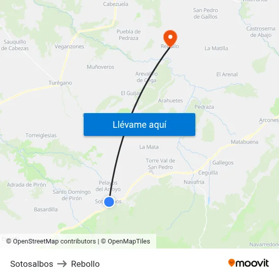 Sotosalbos to Rebollo map