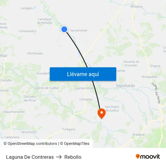 Laguna De Contreras to Rebollo map