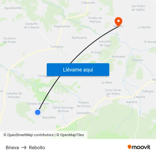 Brieva to Rebollo map