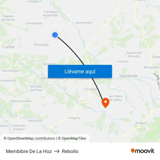 Membibre De La Hoz to Rebollo map