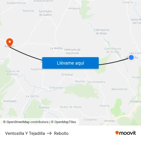 Ventosilla Y Tejadilla to Rebollo map
