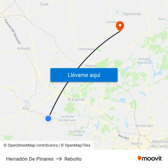Herradón De Pinares to Rebollo map