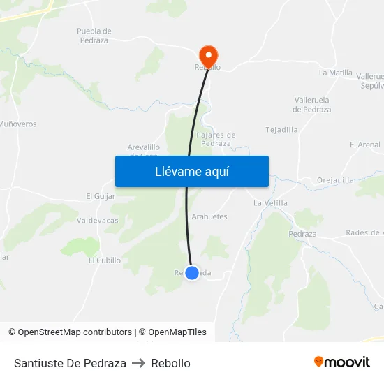 Santiuste De Pedraza to Rebollo map