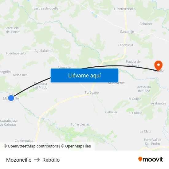 Mozoncillo to Rebollo map