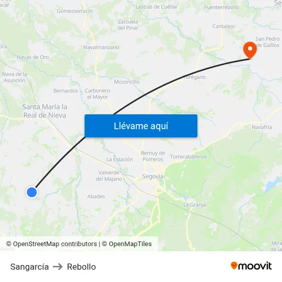 Sangarcía to Rebollo map