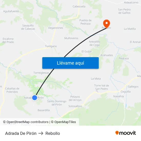 Adrada De Pirón to Rebollo map