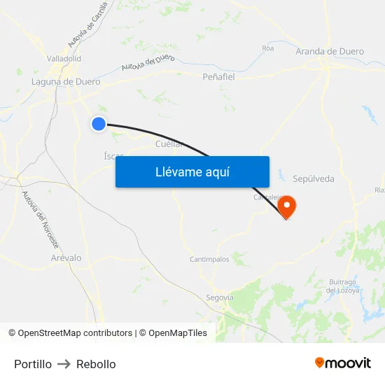 Portillo to Rebollo map