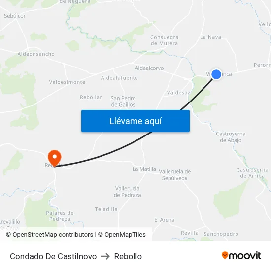 Condado De Castilnovo to Rebollo map
