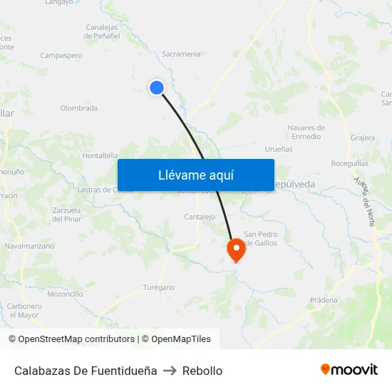 Calabazas De Fuentidueña to Rebollo map