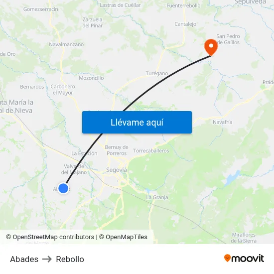 Abades to Rebollo map