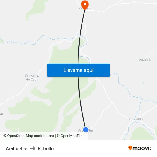 Arahuetes to Rebollo map