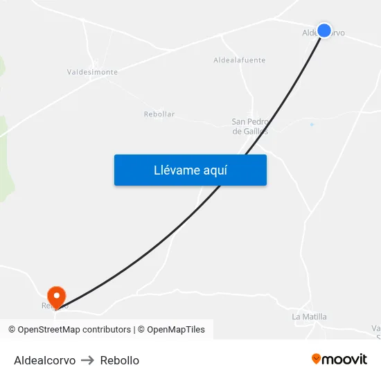 Aldealcorvo to Rebollo map