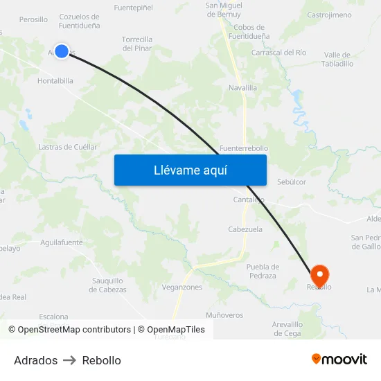 Adrados to Rebollo map
