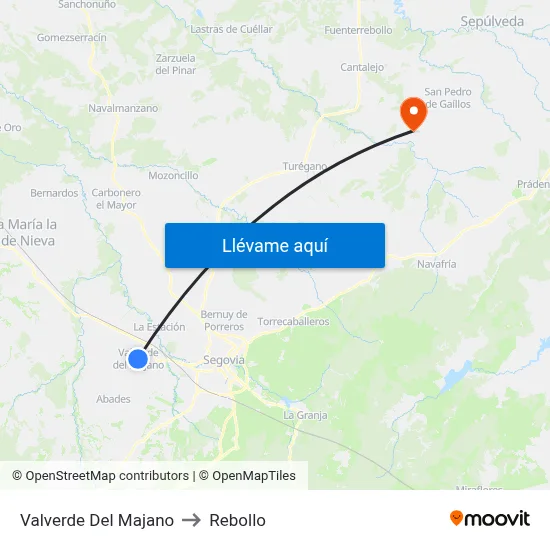 Valverde Del Majano to Rebollo map