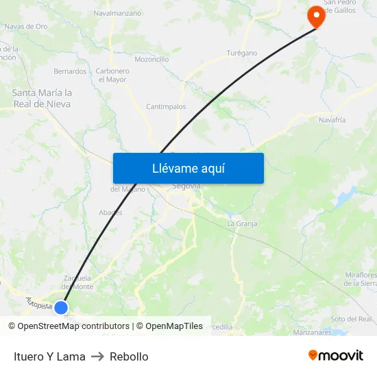 Ituero Y Lama to Rebollo map