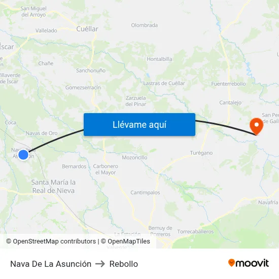 Nava De La Asunción to Rebollo map
