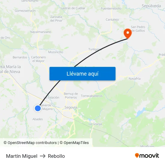 Martín Miguel to Rebollo map